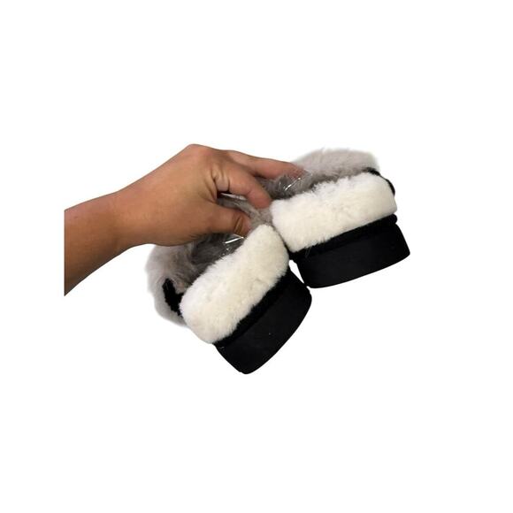 Ugg Australia Patchwork Fluff Slipper Slide Sheepskin Gray Black Womens 9 - Picture 7 of 9